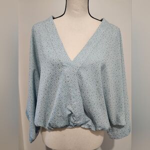 Light Blue V-Neck Blouse